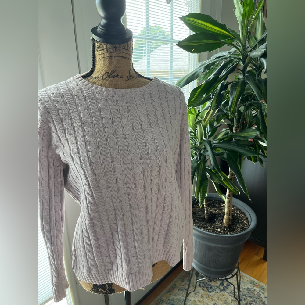 LL Bean Cable Knit Crew Sweater!
